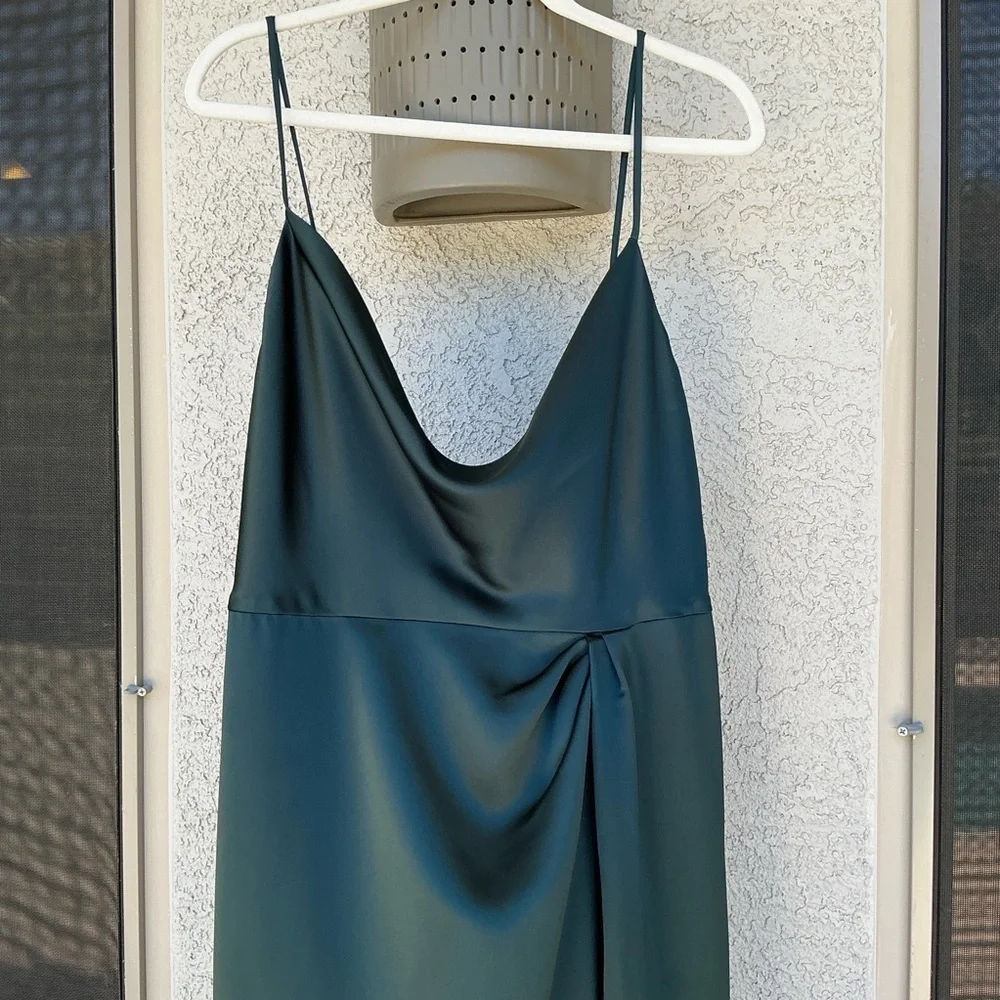NWOT Dessy Collection Faux-Wrap Cowl-Neck Draped Maxi Dress Gown Size 16 3072